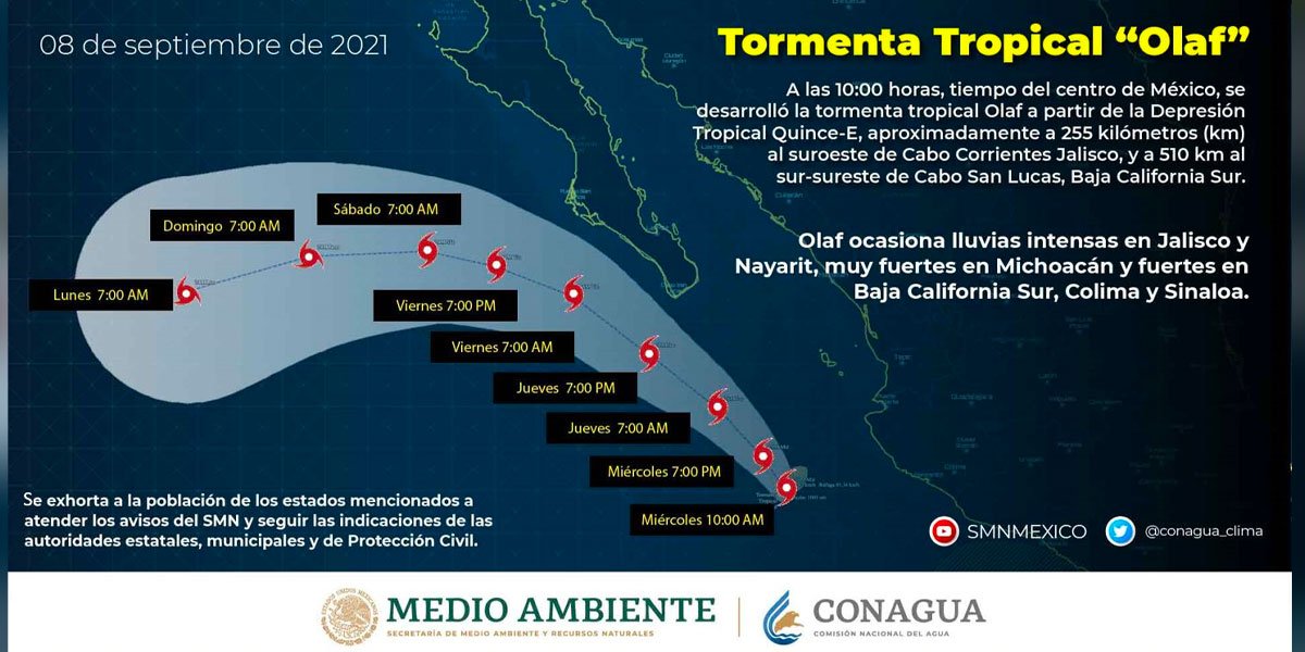 Se forma tormenta tropical ‘Olaf’ frente a costas de Jalisco; provocará fuertes lluvias