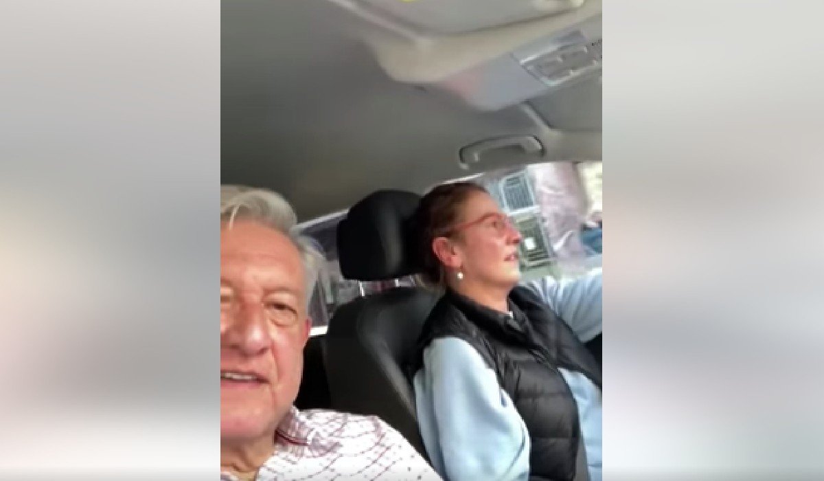 AMLO comparte video llegando a Palacio Nacional; Beatriz Gutiérrez va al volante
