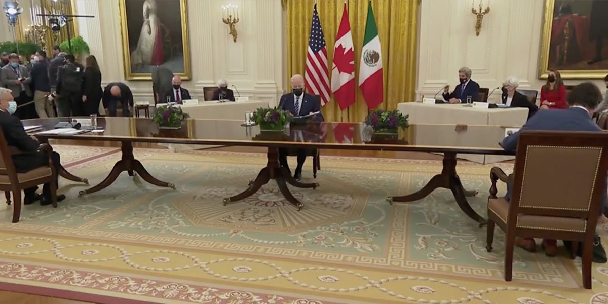AMLO, Biden y Trudeau se reúnen por primera vez en persona en la Casa Blanca