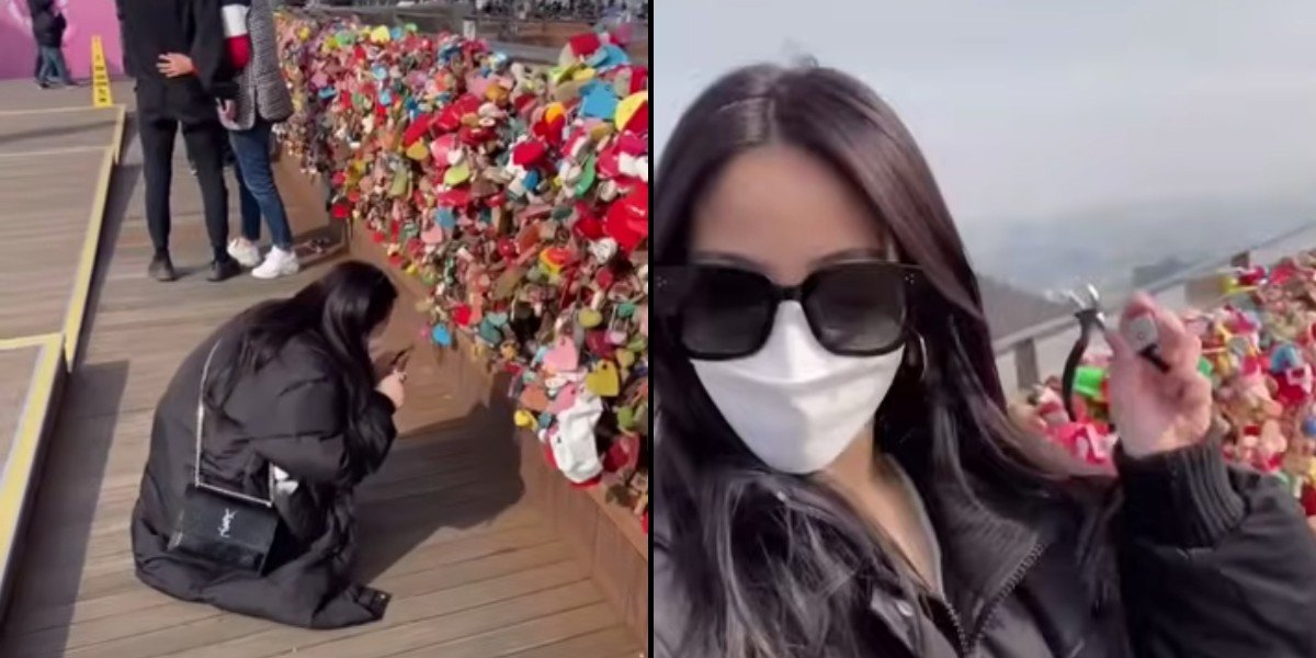 Viajó 10 mil km para romper 'candado del amor' que puso en Seúl junto a su ex