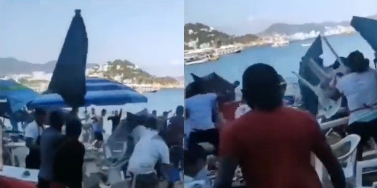 Vacacionistas y meseros se enfrentan a golpes en playa de Acapulco