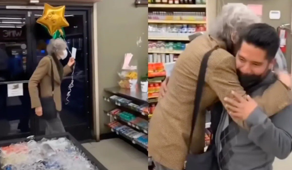 Abuelita gana la lotería y reparte premio con el cajero