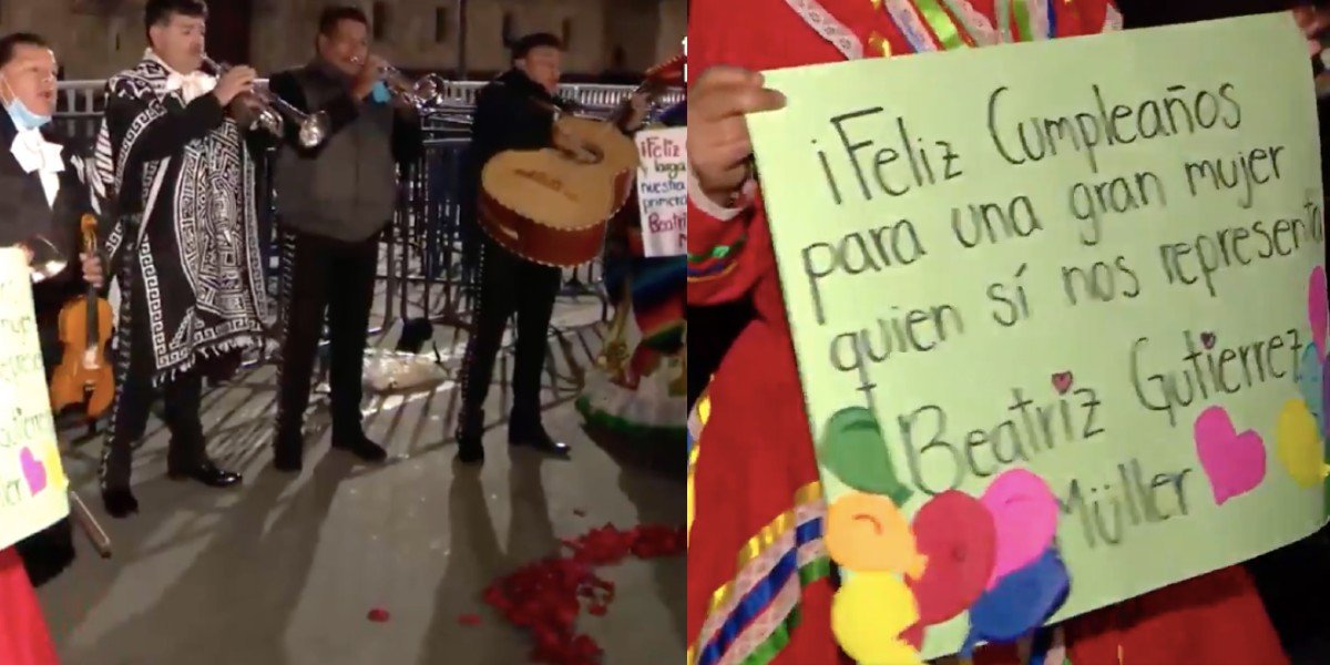 Beatriz Gutiérrez Müller recibe mariachis en Palacio Nacional por su cumpleaños