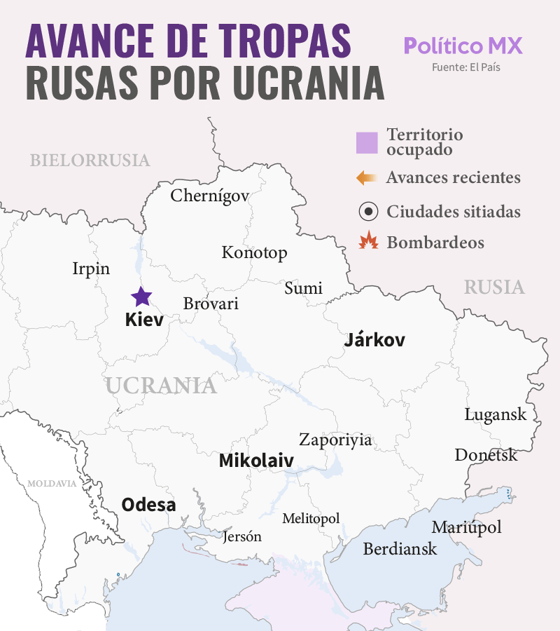 Así ha avanzado el ejército Ruso en Ucrania