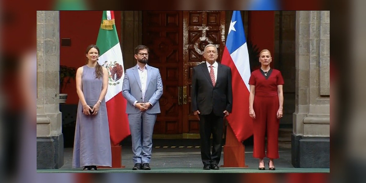 AMLO recibe a Gabriel Boric en Palacio Nacional para reunión de trabajo bilateral con Chile